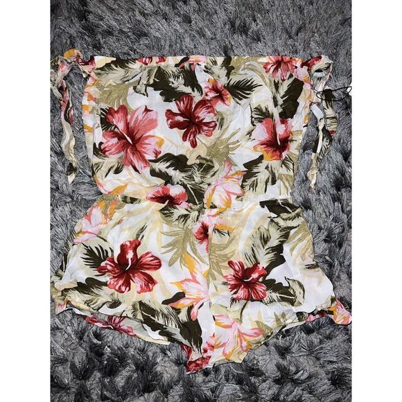 Forever 21 Swimsuit Coverup Romper Women Small Short Floral Beach Swim Wear - Picture 2 of 8